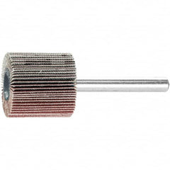 PFERD - 1" Diam x 1" Face Width, Aluminum Oxide Coated Mounted Flap Wheel - 1/4" Shank Mount, 180 Grit, 25,000 Max RPM - Exact Tooling