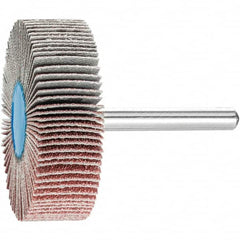 PFERD - 2" Diam x 1/2" Face Width, Aluminum Oxide Coated Mounted Flap Wheel - 1/4" Shank Mount, 80 Grit, 23,000 Max RPM - Exact Tooling