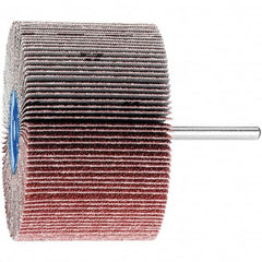 PFERD - 3" Diam x 2" Face Width, Aluminum Oxide Coated Mounted Flap Wheel - 1/4" Shank Mount, 60 Grit, 6,000 Max RPM - Exact Tooling