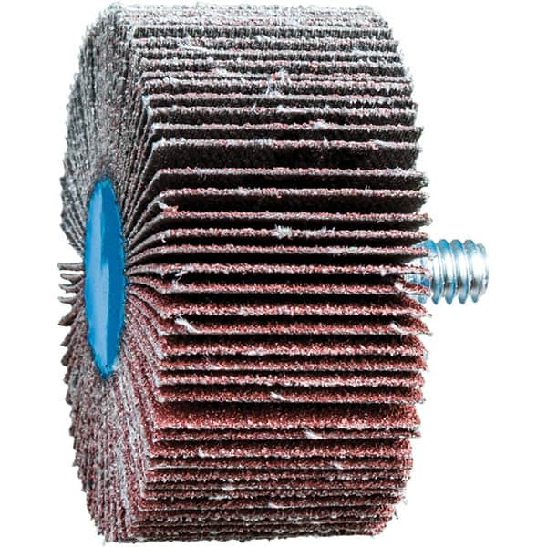 PFERD - 2" Diam x 1" Face Width, Aluminum Oxide Coated Mounted Flap Wheel - 1/4-20 Threaded Mount, 80 Grit, 23,000 Max RPM - Exact Tooling