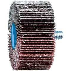 PFERD - 2" Diam x 1" Face Width, Aluminum Oxide Coated Mounted Flap Wheel - 1/4-20 Threaded Mount, 80 Grit, 23,000 Max RPM - Exact Tooling