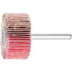 PFERD - 1-1/2" Diam x 1" Face Width, Ceramic Coated Mounted Flap Wheel - 1/4" Shank Mount, 120 Grit, 25,000 Max RPM - Exact Tooling
