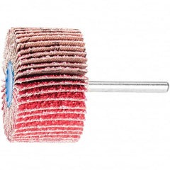 PFERD - 2" Diam x 1" Face Width, Ceramic Coated Mounted Flap Wheel - 1/4" Shank Mount, 40 Grit, 23,000 Max RPM - Exact Tooling