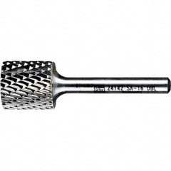 PFERD - 3/4" Cut Diam, 1/4" Shank Diam, Cylinder Head Double Cut Burr - Tungsten Carbide, 3/4" LOC, 2-1/2" OAL - Exact Tooling