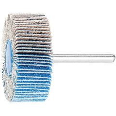 PFERD - 2" Diam x 1" Face Width, Aluminum Oxide Coated Mounted Flap Wheel - 1/4" Shank Mount, 80 Grit, 23,000 Max RPM - Exact Tooling