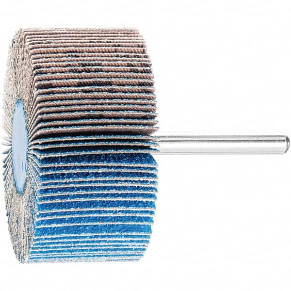 PFERD - 2-1/2" Diam x 1" Face Width, Aluminum Oxide Coated Mounted Flap Wheel - 1/4" Shank Mount, 80 Grit, 23,000 Max RPM - Exact Tooling