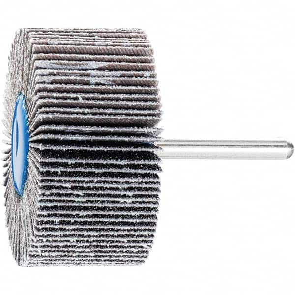 PFERD - 2" Diam x 1" Face Width, Silicon Carbide Coated Mounted Flap Wheel - 1/4" Shank Mount, 60 Grit, 23,000 Max RPM - Exact Tooling