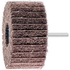 PFERD - 4" Diam x 2" Face Width, Aluminum Oxide Nonwoven Mounted Flap Wheel - 1/4" Shank Mount, 100 Grit, 6,000 Max RPM - Exact Tooling