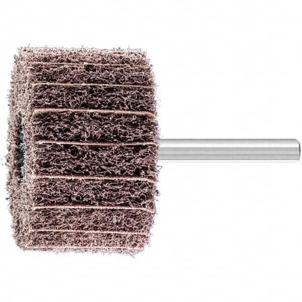 PFERD - 2" Diam x 1-1/4" Face Width, Aluminum Oxide Nonwoven Mounted Flap Wheel - 1/4" Shank Mount, 100 Grit, 12,000 Max RPM - Exact Tooling