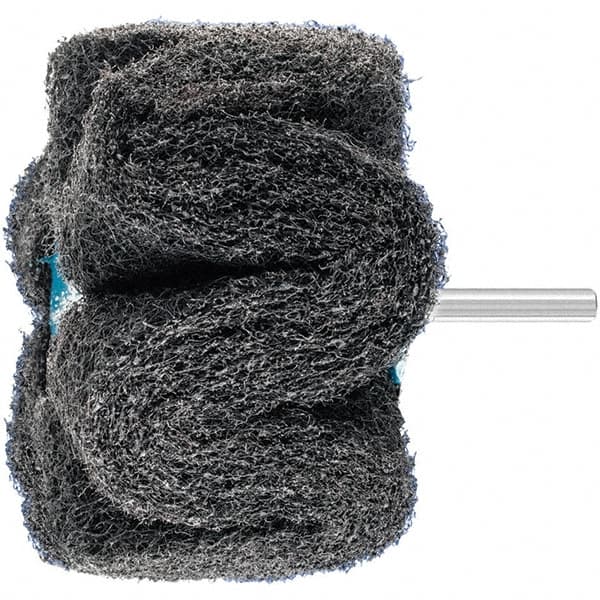 PFERD - 4" Diam x 2" Face Width, Silicon Carbide Nonwoven Mounted Flap Wheel - 1/4" Shank Mount, 100 Grit, 6,000 Max RPM - Exact Tooling