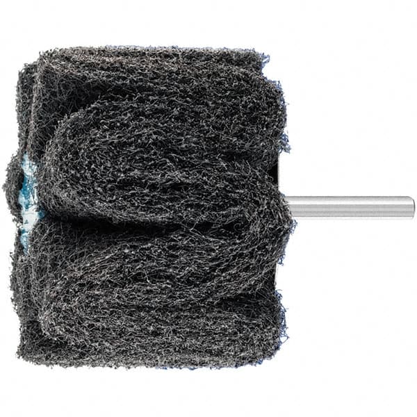 PFERD - 3" Diam x 2" Face Width, Silicon Carbide Nonwoven Mounted Flap Wheel - 1/4" Shank Mount, 100 Grit, 7,500 Max RPM - Exact Tooling