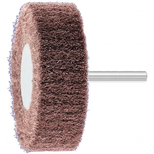 PFERD - 3" Diam x 1" Face Width, Aluminum Oxide Nonwoven Mounted Flap Wheel - 1/4" Shank Mount, 280 Grit, 7,500 Max RPM - Exact Tooling