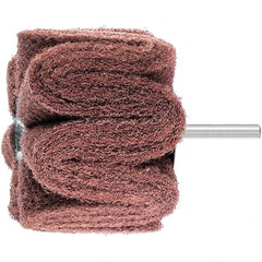 PFERD - 3" Diam x 2" Face Width, Aluminum Oxide Nonwoven Mounted Flap Wheel - 1/4" Shank Mount, 180 Grit, 7,500 Max RPM - Exact Tooling