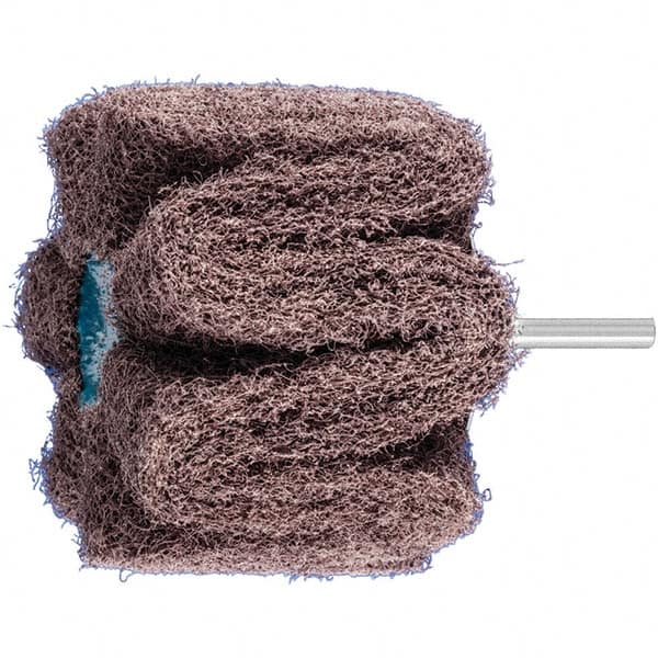 PFERD - 3" Diam x 2" Face Width, Aluminum Oxide Nonwoven Mounted Flap Wheel - 1/4" Shank Mount, 100 Grit, 7,500 Max RPM - Exact Tooling