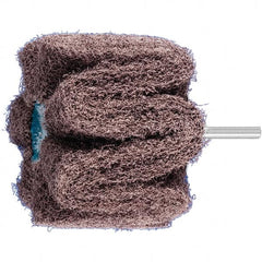 PFERD - 3" Diam x 2" Face Width, Aluminum Oxide Nonwoven Mounted Flap Wheel - 1/4" Shank Mount, 100 Grit, 7,500 Max RPM - Exact Tooling