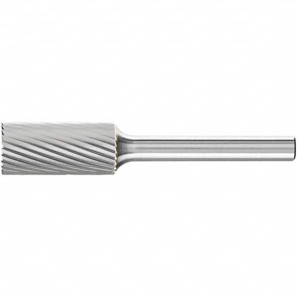 PFERD - 7/16" Cut Diam, 1/4" Shank Diam, Cylinder with End Cut Head Single Cut Burr - Tungsten Carbide, 1" LOC, 2-3/4" OAL - Exact Tooling