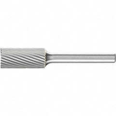 PFERD - 7/16" Cut Diam, 1/4" Shank Diam, Cylinder with End Cut Head Single Cut Burr - Tungsten Carbide, 1" LOC, 2-3/4" OAL - Exact Tooling