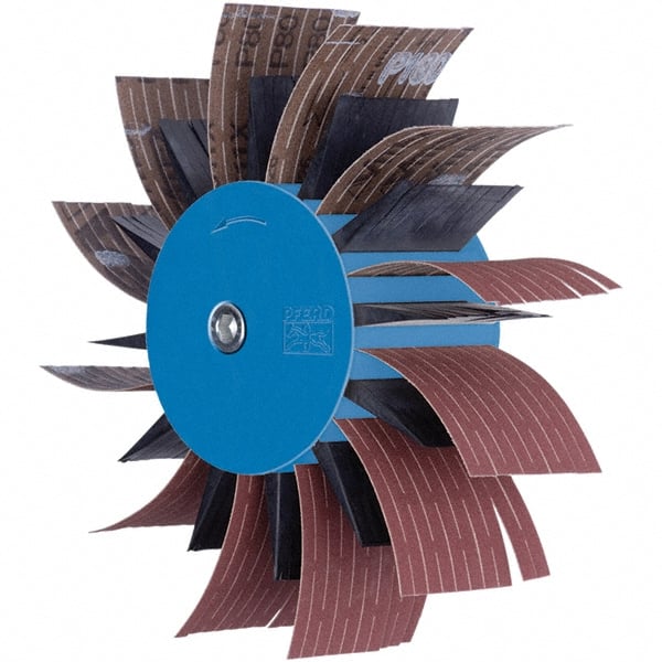 PFERD - 7" Diam x 2" Face Width, Aluminum Oxide Coated Mounted Flap Wheel - 3/8" Shank Mount, 3,500 Max RPM - Exact Tooling