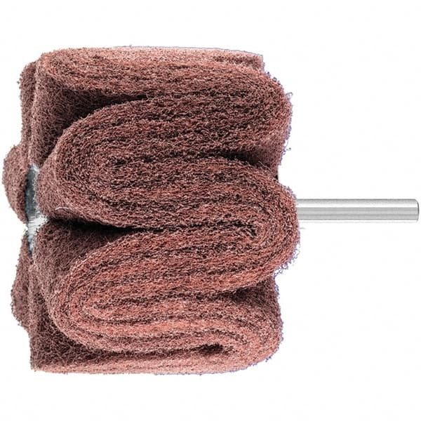 PFERD - 3" Diam x 2" Face Width, Aluminum Oxide Nonwoven Mounted Flap Wheel - 1/4" Shank Mount, 280 Grit, 7,500 Max RPM - Exact Tooling