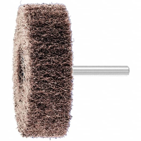 PFERD - 3" Diam x 1" Face Width, Aluminum Oxide Nonwoven Mounted Flap Wheel - 1/4" Shank Mount, 100 Grit, 7,500 Max RPM - Exact Tooling