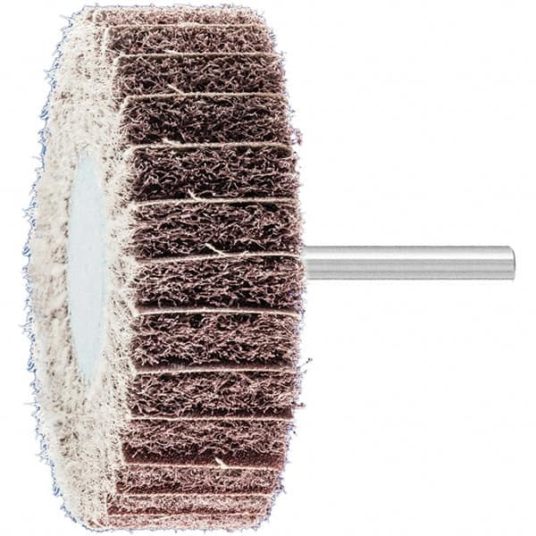 PFERD - 3" Diam x 1" Face Width, Aluminum Oxide Nonwoven Mounted Flap Wheel - 1/4" Shank Mount, 100 Grit, 7,500 Max RPM - Exact Tooling