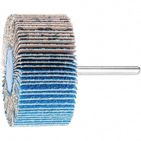 PFERD - 2-1/2" Diam x 1" Face Width, Aluminum Oxide Coated Mounted Flap Wheel - 1/4" Shank Mount, 60 Grit, 23,000 Max RPM - Exact Tooling