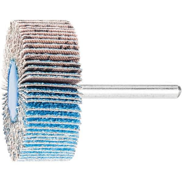 PFERD - 2" Diam x 1" Face Width, Aluminum Oxide Coated Mounted Flap Wheel - 1/4" Shank Mount, 60 Grit, 23,000 Max RPM - Exact Tooling