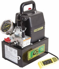 TK Simplex - 10,000 psi Electric Hydraulic Pump & Jack - 1 Gal Oil Capacity, 4-Way, 3 Position Valve, Use with Single Acting Cylinders, Advance, Hold & Retract - Exact Tooling