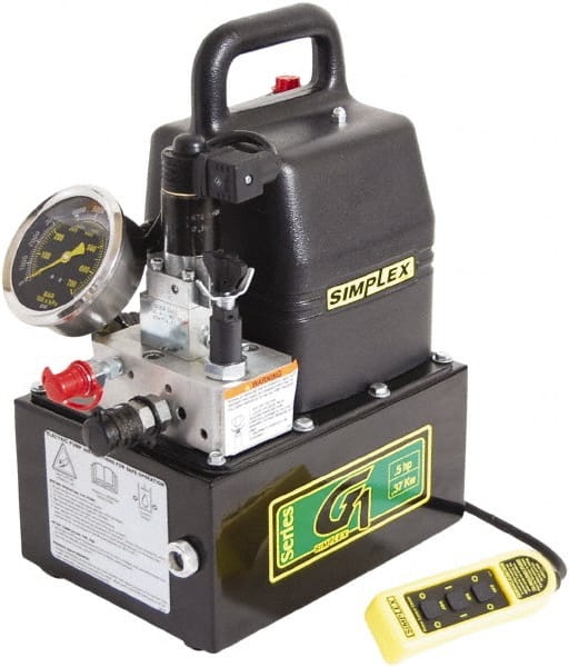 TK Simplex - 10,000 psi Electric Hydraulic Pump & Jack - 1 Gal Oil Capacity, 3-Way, 3 Position Valve, Use with Single Acting Cylinders, Advance, Hold & Retract - Exact Tooling