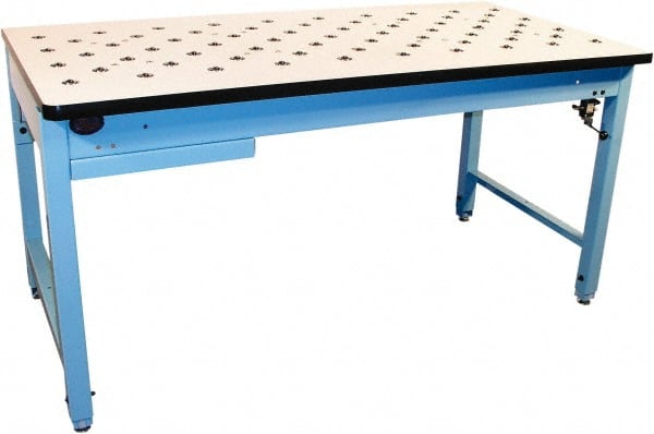 Proline - 1 Drawer, Retractable Ball Transfer Station - 800 Lb Capacity, ESD Laminate Top, Light Blue, 60" Wide x 36" High x 30" Long - Exact Tooling