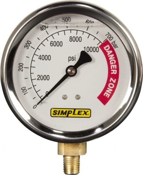 TK Simplex - Hydraulic Pressure Gages & Adapters Type: Liquid-Filled Gauge Pressure Rating: 0 - 10000 - Exact Tooling