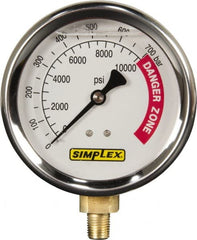 TK Simplex - Hydraulic Pressure Gages & Adapters Type: Liquid-Filled Gauge Pressure Rating: 0 - 10000 - Exact Tooling
