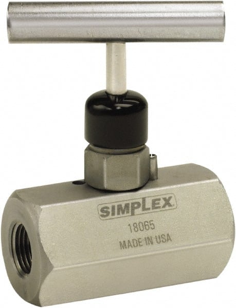 TK Simplex - 3/8 Inlet Steel Hydraulic Control Valve - 3/8 Thread, 10,000 psi, 1.26" Wide x 2-1/2" Long, 0.44 CV Rate - Exact Tooling
