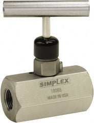 TK Simplex - 3/8 Inlet Steel Hydraulic Control Valve - 3/8 Thread, 10,000 psi, 1.26" Wide x 2-1/2" Long, 0.44 CV Rate - Exact Tooling
