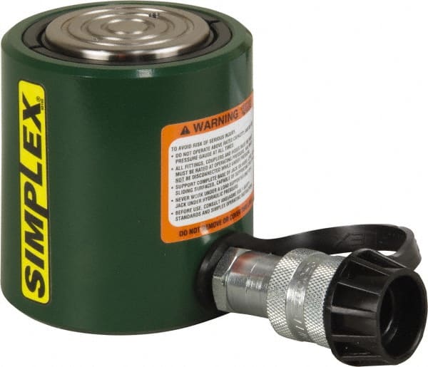 TK Simplex - 2-7/16" Stroke, 30 Ton Portable Hydraulic Low Profile Cylinder - 6.49 Sq In Effective Area, 15.8 Cu In Oil Capacity, 4.62 to 7.06" High, 2-5/8" Plunger Diam, 10,000 Max psi - Exact Tooling