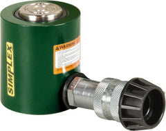 TK Simplex - 1-1/2" Stroke, 10 Ton Portable Hydraulic Low Profile Cylinder - 2.24 Sq In Effective Area, 3.4 Cu In Oil Capacity, 3.47 to 4.97" High, 1-1/2" Plunger Diam, 10,000 Max psi - Exact Tooling