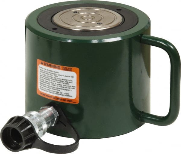 TK Simplex - 2-1/4" Stroke, 100 Ton Portable Hydraulic Low Profile Cylinder - 19.63 Sq In Effective Area, 44.2 Cu In Oil Capacity, 5.56 to 7.81" High, 3-5/8" Plunger Diam, 10,000 Max psi - Exact Tooling