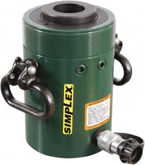 TK Simplex - 6" Stroke, 60 Ton Portable Hydraulic Hollow Hole Cylinder - 12.73 Sq In Effective Area, 76.41 Cu In Oil Capacity, 12.75 to 18.75" High, 3-5/8" Plunger Diam, 10,000 Max psi - Exact Tooling