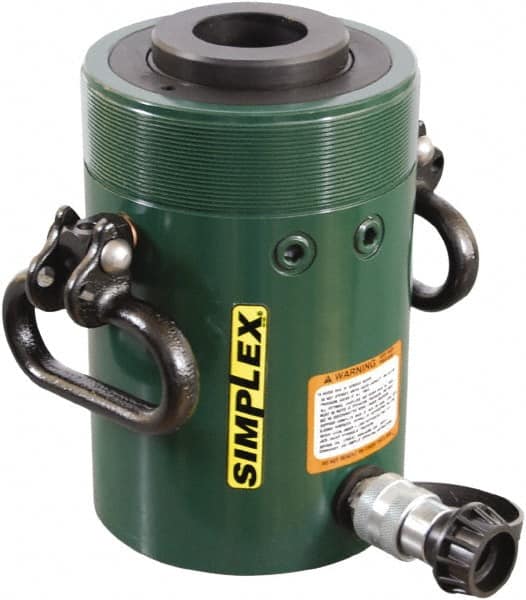 TK Simplex - 3" Stroke, 60 Ton Portable Hydraulic Hollow Hole Cylinder - 12.73 Sq In Effective Area, 38.29 Cu In Oil Capacity, 9.75 to 13.25" High, 3-5/8" Plunger Diam, 10,000 Max psi - Exact Tooling