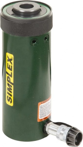 TK Simplex - 6-1/8" Stroke, 30 Ton Portable Hydraulic Hollow Hole Cylinder - 7.22 Sq In Effective Area, 44.23 Cu In Oil Capacity, 13 to 19.13" High, 2-1/2" Plunger Diam, 10,000 Max psi - Exact Tooling