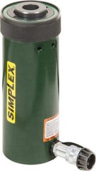 TK Simplex - 6-1/8" Stroke, 30 Ton Portable Hydraulic Hollow Hole Cylinder - 7.22 Sq In Effective Area, 44.23 Cu In Oil Capacity, 13 to 19.13" High, 2-1/2" Plunger Diam, 10,000 Max psi - Exact Tooling