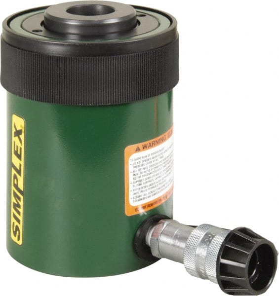 TK Simplex - 2-1/2" Stroke, 30 Ton Portable Hydraulic Hollow Hole Cylinder - 7.22 Sq In Effective Area, 18.05 Cu In Oil Capacity, 7.03 to 9.53" High, 2-1/2" Plunger Diam, 10,000 Max psi - Exact Tooling