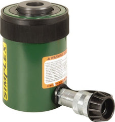 TK Simplex - 2" Stroke, 20 Ton Portable Hydraulic Hollow Hole Cylinder - 4.73 Sq In Effective Area, 9.46 Cu In Oil Capacity, 6.42 to 8.42" High, 2-1/8" Plunger Diam, 10,000 Max psi - Exact Tooling