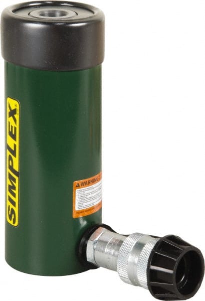 TK Simplex - 3" Stroke, 12 Ton Portable Hydraulic Hollow Hole Cylinder - 2.76 Sq In Effective Area, 8.3 Cu In Oil Capacity, 7.25 to 10.25" High, 1-3/8" Plunger Diam, 10,000 Max psi - Exact Tooling