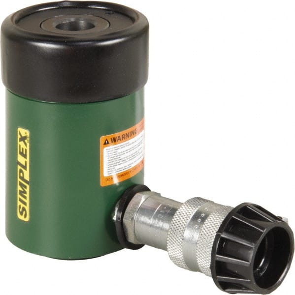 TK Simplex - 1-5/8" Stroke, 12 Ton Portable Hydraulic Hollow Hole Cylinder - 2.76 Sq In Effective Area, 4.5 Cu In Oil Capacity, 4.75 to 6.38" High, 1-3/8" Plunger Diam, 10,000 Max psi - Exact Tooling