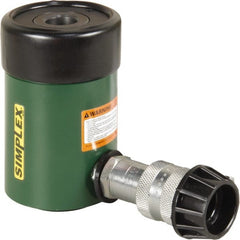 TK Simplex - 1-5/8" Stroke, 12 Ton Portable Hydraulic Hollow Hole Cylinder - 2.76 Sq In Effective Area, 4.5 Cu In Oil Capacity, 4.75 to 6.38" High, 1-3/8" Plunger Diam, 10,000 Max psi - Exact Tooling
