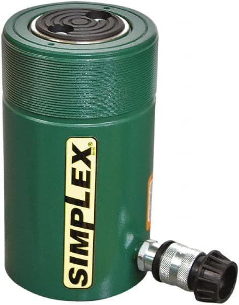 TK Simplex - 6" Stroke, 75 Ton Portable Hydraulic Single Acting Cylinder - 15.9 Sq In Effective Area, 95.4 Cu In Oil Capacity, 11.31 to 17.37" High, 3.75" Cyl Bore Diam, 4-1/2" Plunger Diam, 10,000 Max psi - Exact Tooling