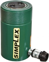 TK Simplex - 6" Stroke, 75 Ton Portable Hydraulic Single Acting Cylinder - 15.9 Sq In Effective Area, 95.4 Cu In Oil Capacity, 11.31 to 17.37" High, 3.75" Cyl Bore Diam, 4-1/2" Plunger Diam, 10,000 Max psi - Exact Tooling