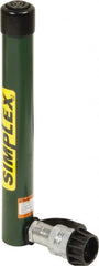 TK Simplex - 9-3/16" Stroke, 5 Ton Portable Hydraulic Single Acting Cylinder - 0.99 Sq In Effective Area, 9.07 Cu In Oil Capacity, 12.83 to 22.01" High, 1" Cyl Bore Diam, 1-1/8" Plunger Diam, 10,000 Max psi - Exact Tooling