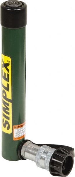 TK Simplex - 7-3/16" Stroke, 5 Ton Portable Hydraulic Single Acting Cylinder - 0.99 Sq In Effective Area, 6.96 Cu In Oil Capacity, 10.75 to 17.93" High, 1" Cyl Bore Diam, 1-1/8" Plunger Diam, 10,000 Max psi - Exact Tooling